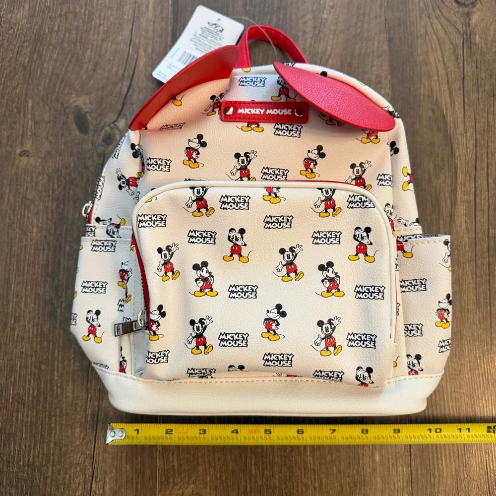 Disney Mickey Mouse Mini Backpack Kids White Red 3D Ears Theme Park Character